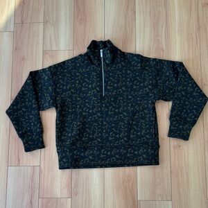 CALIA Tortoise print black mock neck 1/4 zip